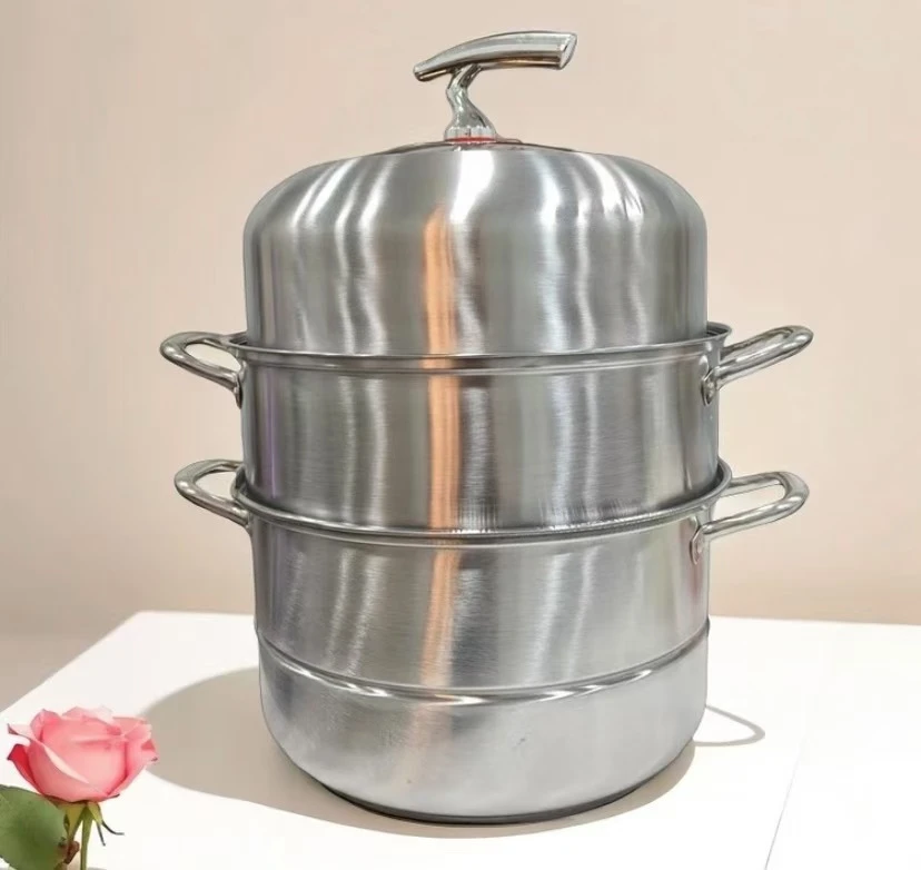 【28cm】新款不锈钢蒸锅家用加高加厚三层食品级一体成型蒸煮锅