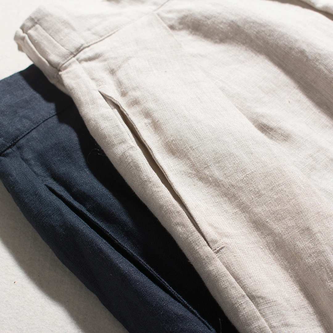 外贸出口日单剪标夏季纯亚麻法式大压褶百搭文艺高腰伞裙半身中裙