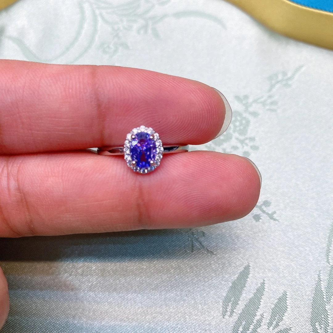 高品质椭圆暴力紫戒指开口可调节