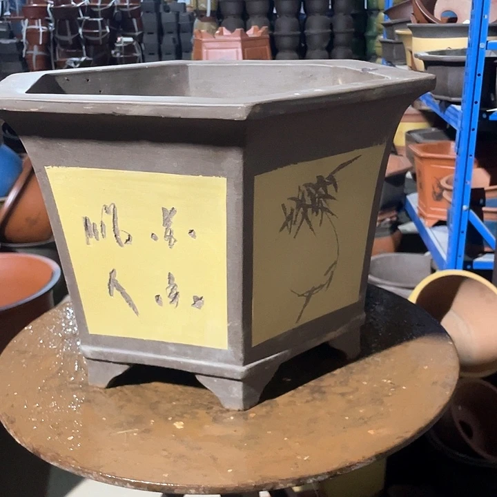 40黄色六方花盆花盆