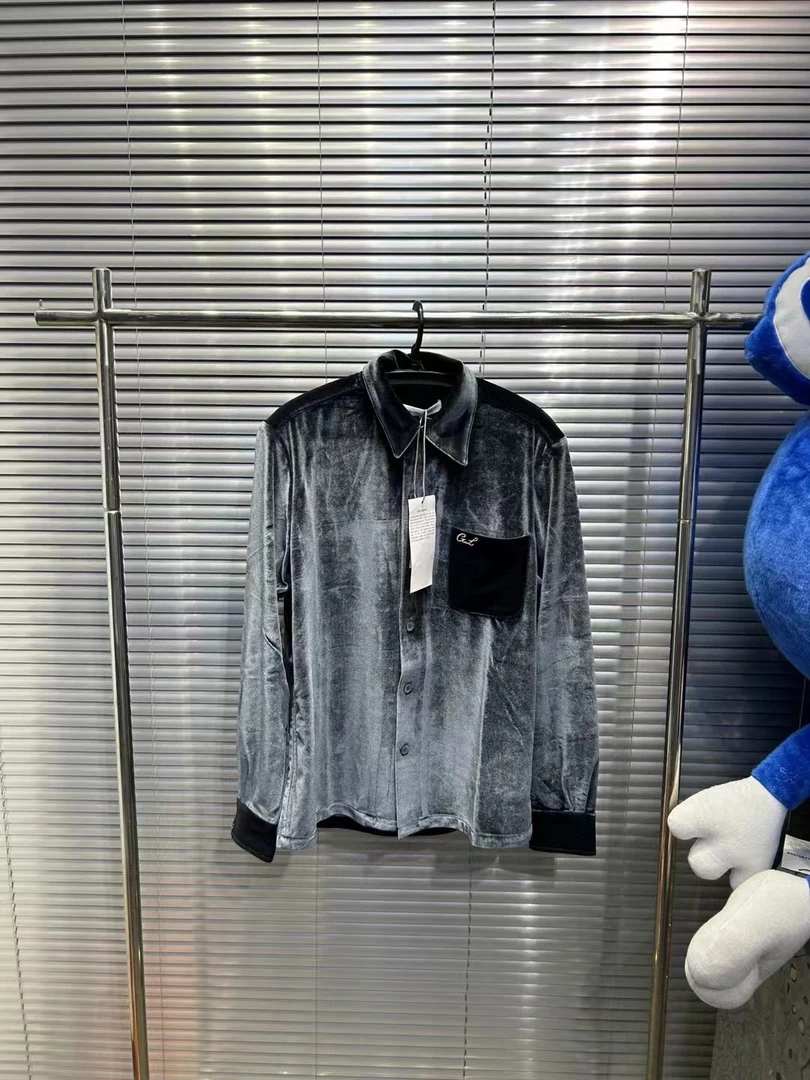 全新未使用 GALLIANO LANDOR 前后草写银灰色丝绒衬衫外套