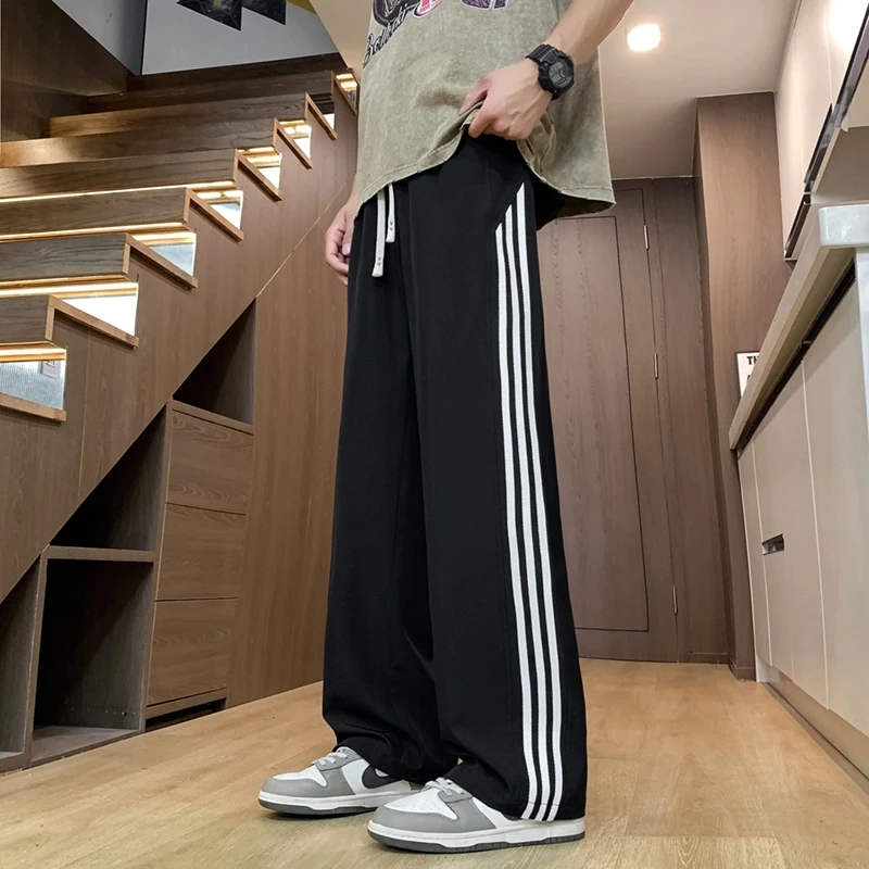 2025夏季薄款透气速干男生运动休闲裤长裤学生青少年宽松冰丝裤潮