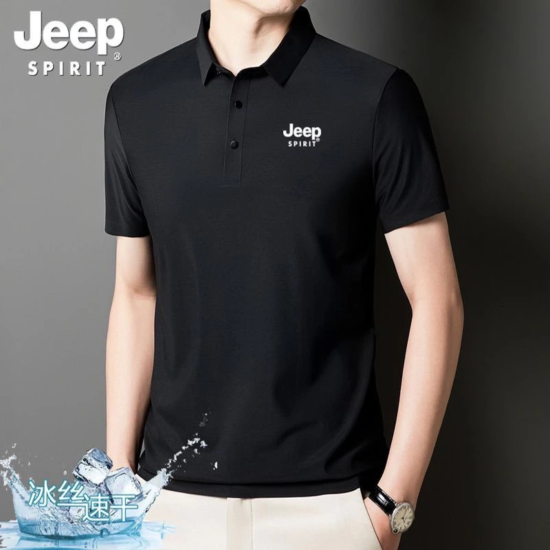 JEEP 吉普冰丝POLO衫男士短袖T恤夏季新款商务高档休闲翻领透气款