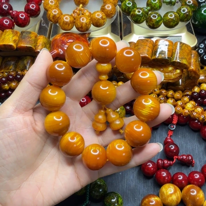 松木琥珀木文玩手串