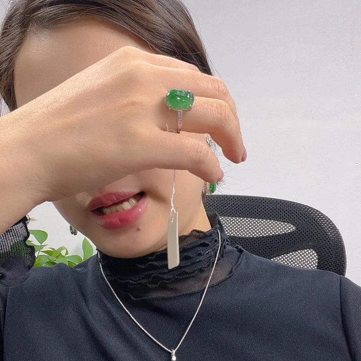 翡翠银S925镶嵌吊坠(不含链)