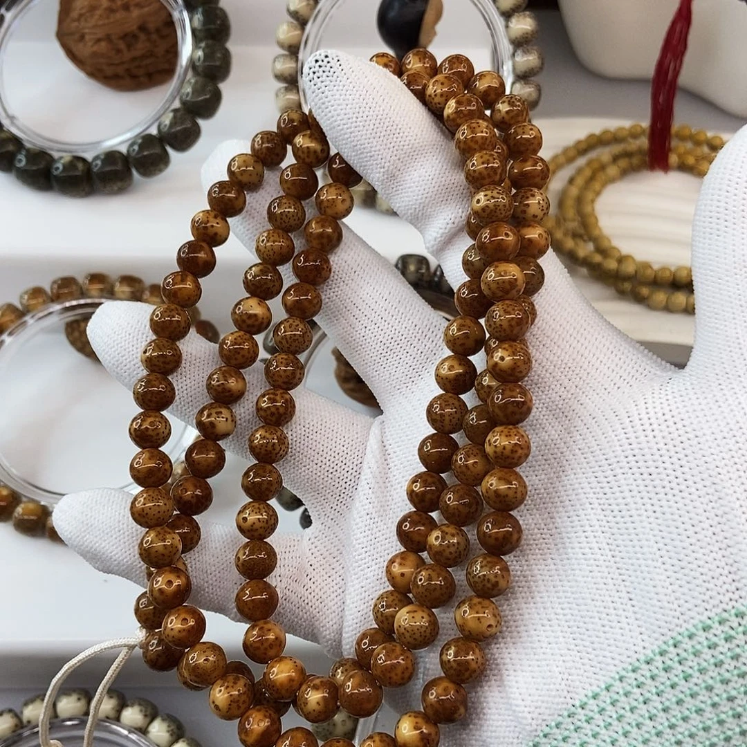 观***香星月菩提手串8虎皮108