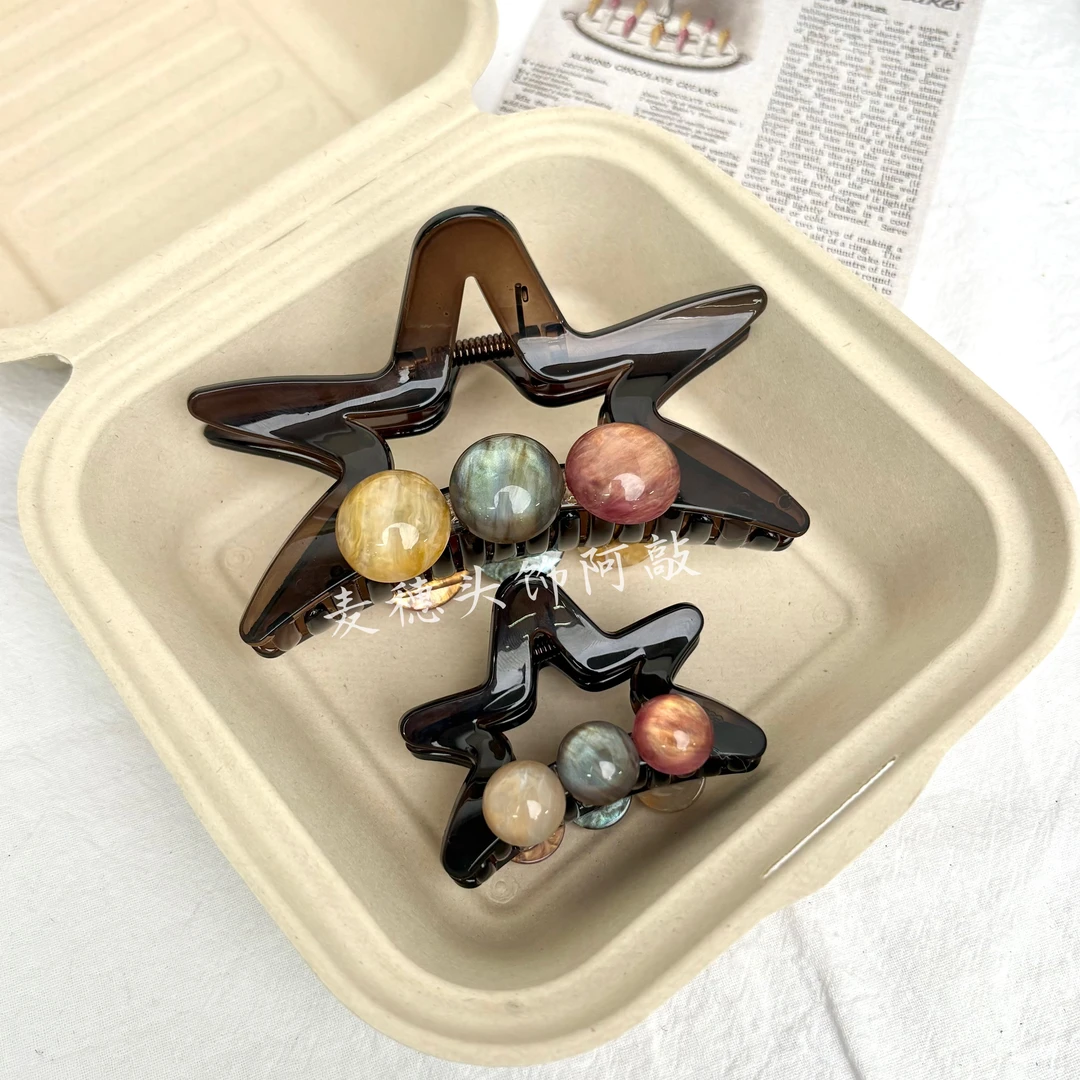 【阿敲】A1045~网红气质五角星糖果抓夹女2025新款高级感发夹