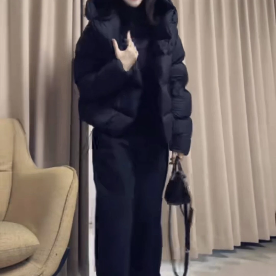 68短款时尚冬季常规连帽休闲立领百搭上衣外套