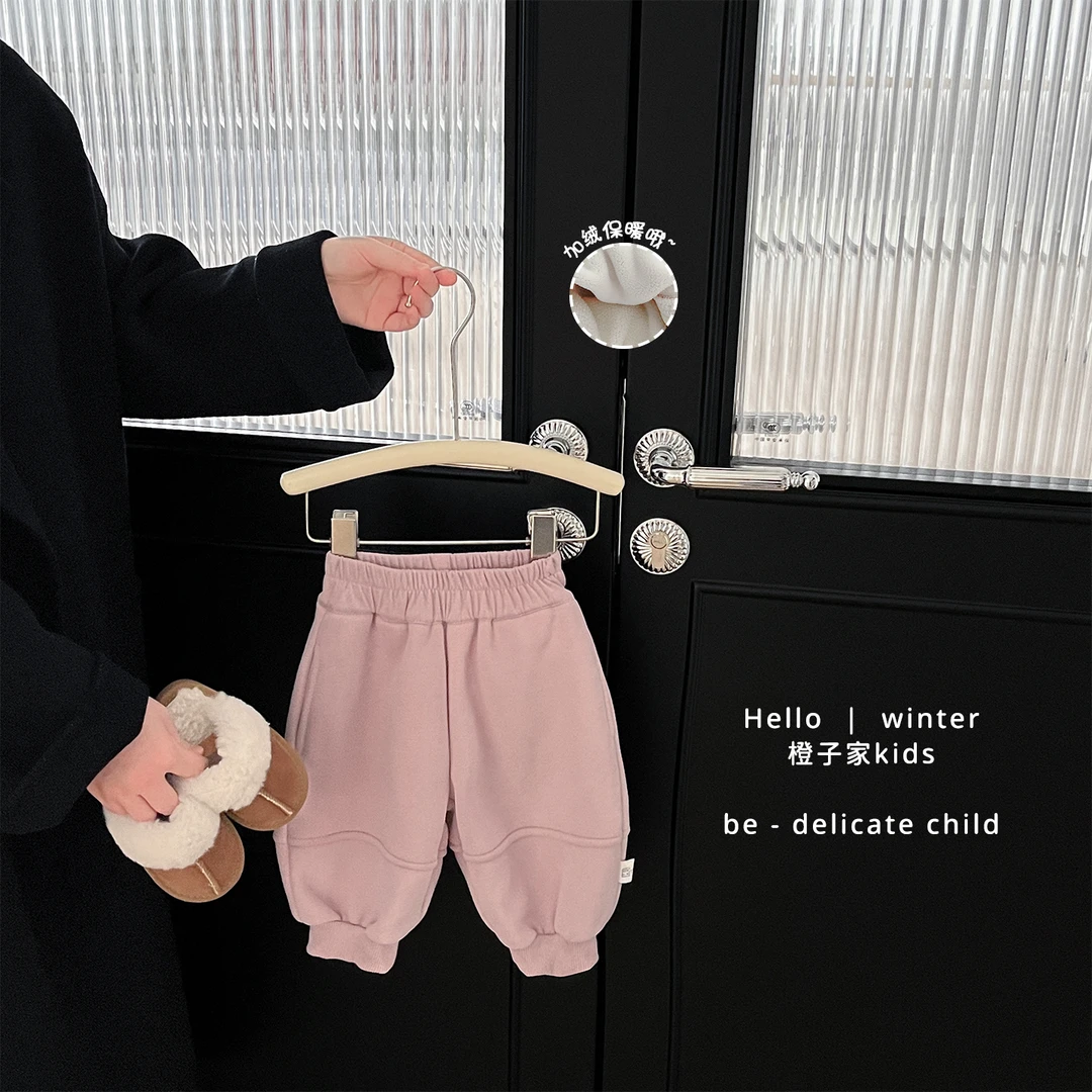 K25D65女宝宝冬款洋气加绒加厚卫裤女童韩版百搭婴儿保暖休闲裤