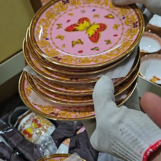 瓷片珐琅彩金标7寸6个浅盘666666