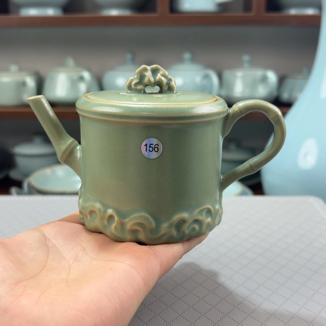 摆件瓷柴窑编号156竹节壶二级