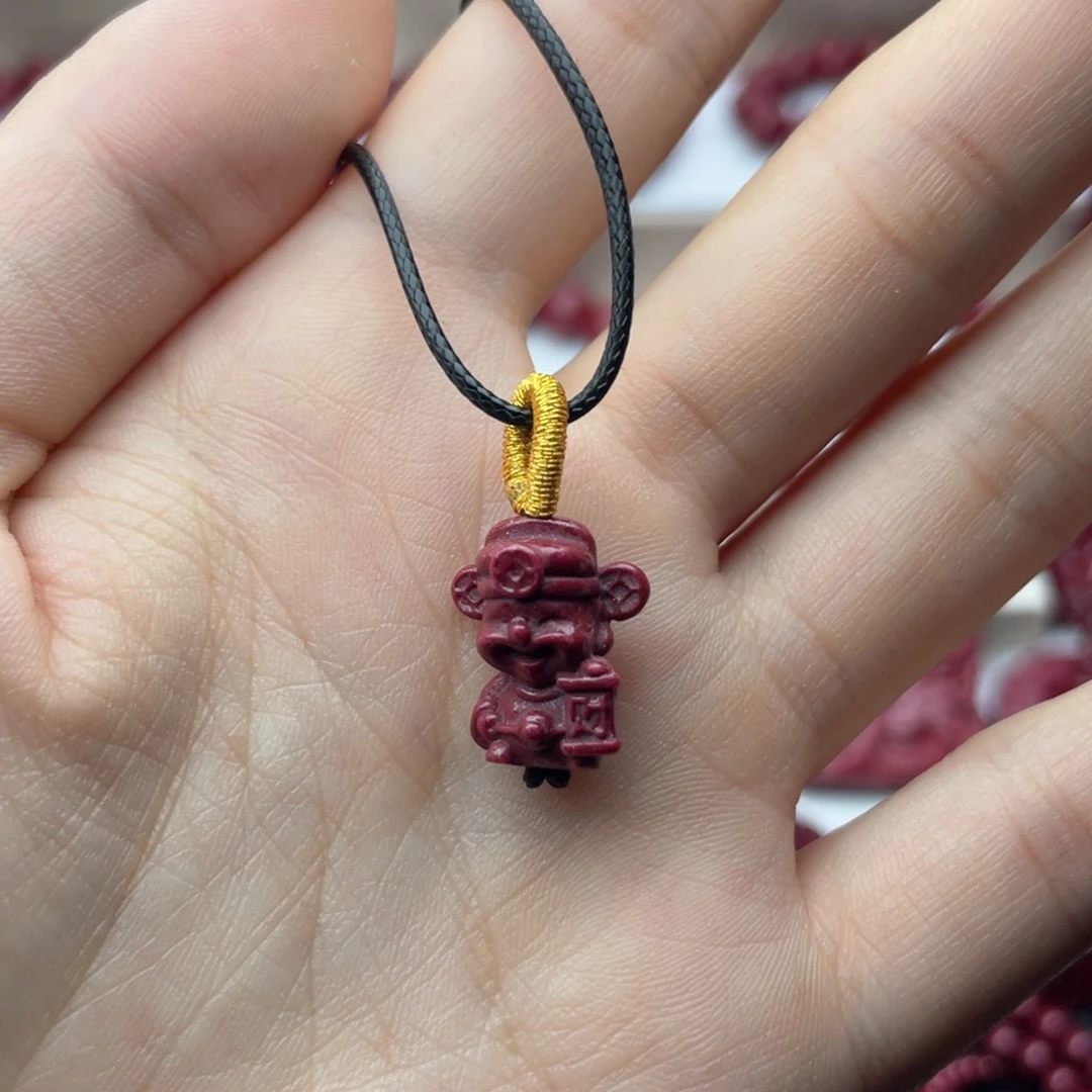 天然辰砂朱砂小财神吊坠