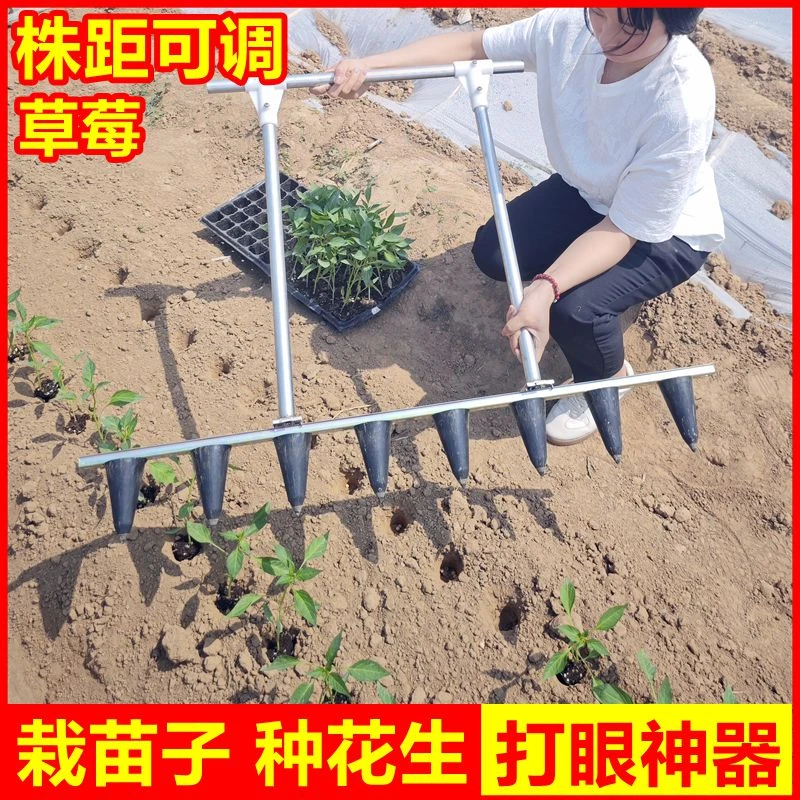 草莓打窝神器农用种植打孔器蔬菜育苗盘定植工具栽苗器打眼打洞机