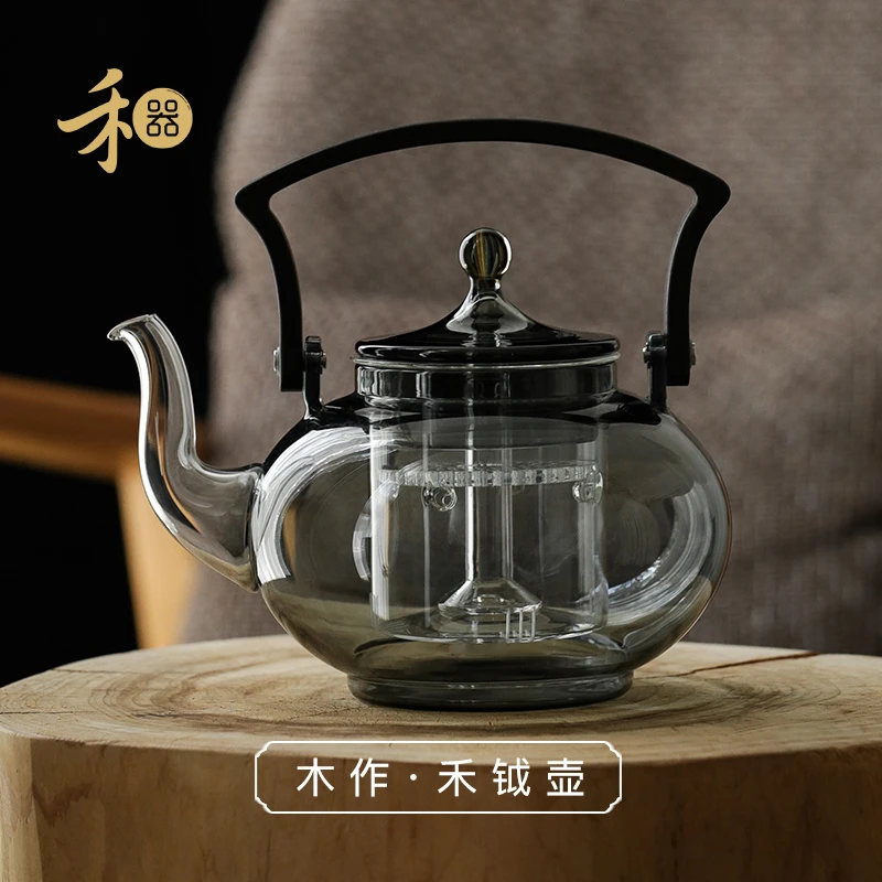 禾器木作·禾钺壶 高硼硅 玻璃煮茶壶  高端茶壶 900ml