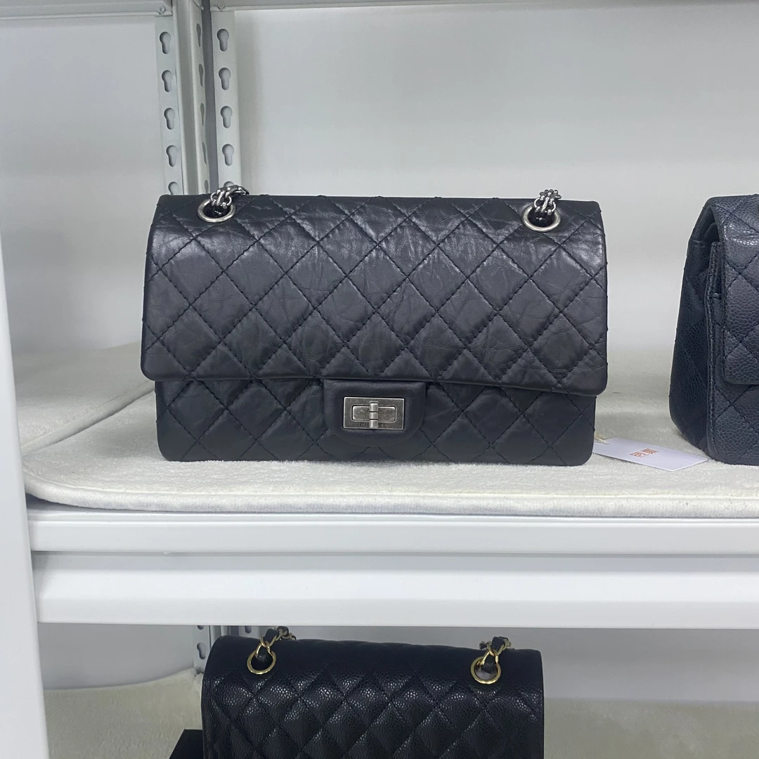 99新 Chanel/香奈儿 香奈儿 2.55黑银中号 芯片款