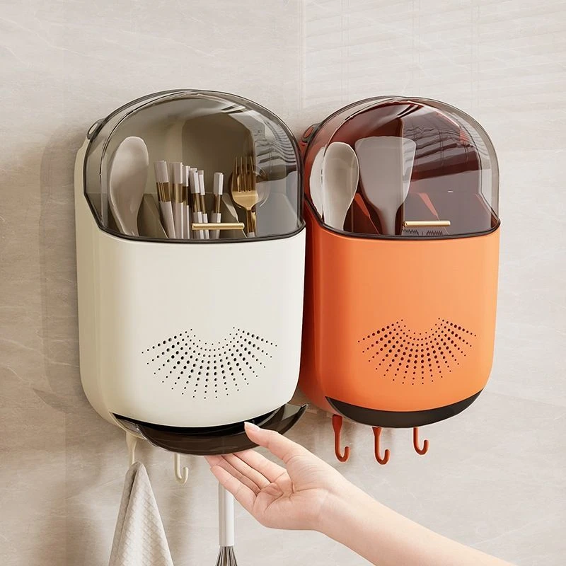 高档新款筷子收纳盒壁挂式家用筷子筒厨房勺子置物架筷篓筷笼JY