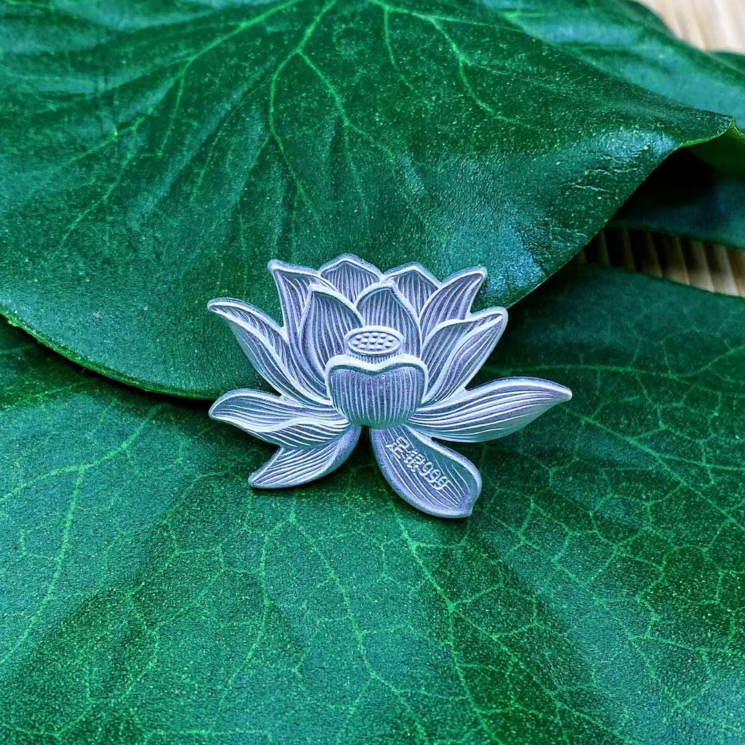 足银银制品 999荷花摆件-可泡水时尚精美素款