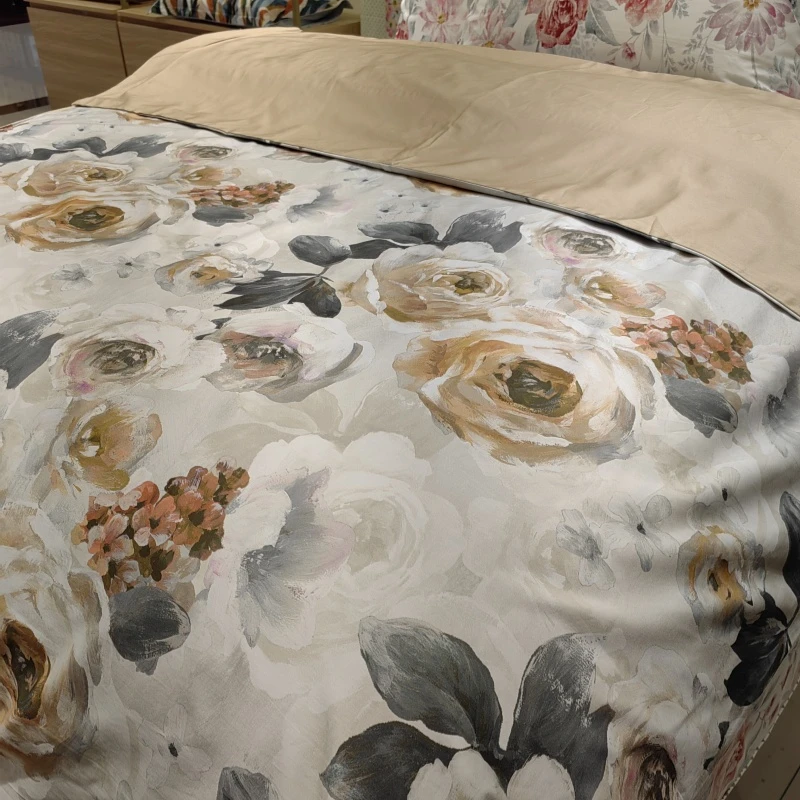 【花戒指】精选全棉数码印花被套-花溪灰