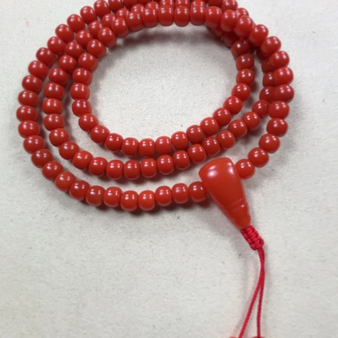 未镶嵌柿子红满肉6➕老型多圈南红玛瑙t*k