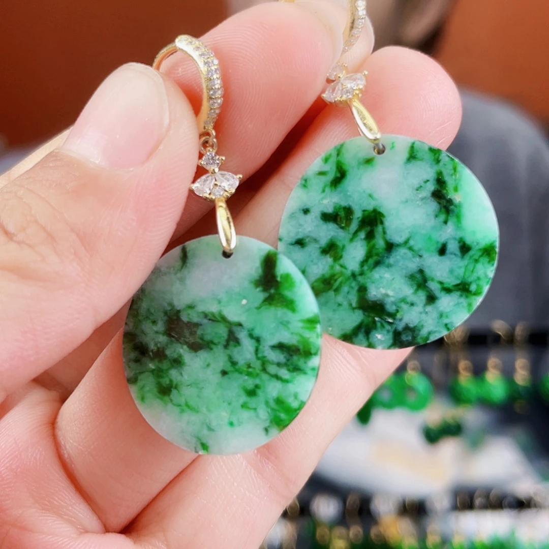 翡翠银S925镶嵌耳饰