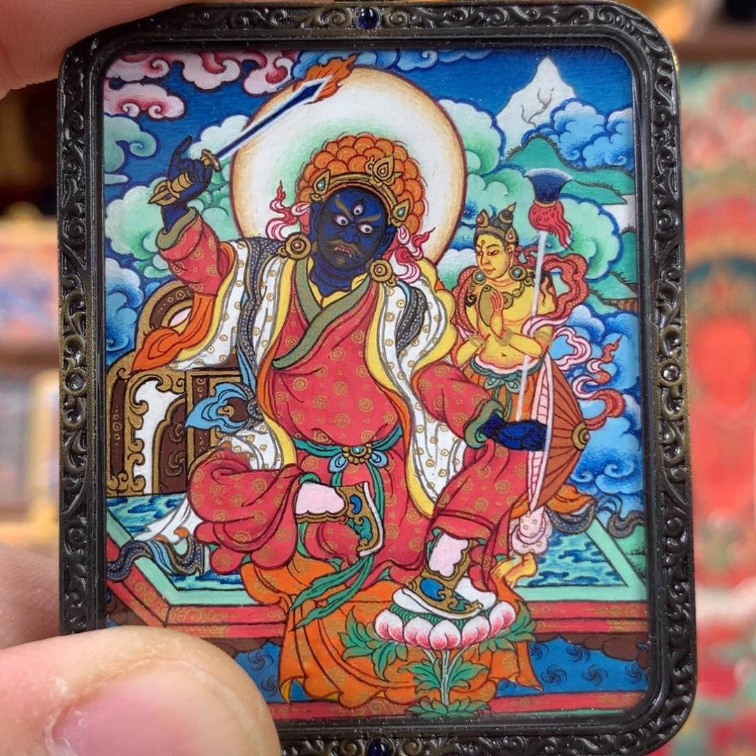 吊坠c****卡热贡纯手绘唐卡法印法王