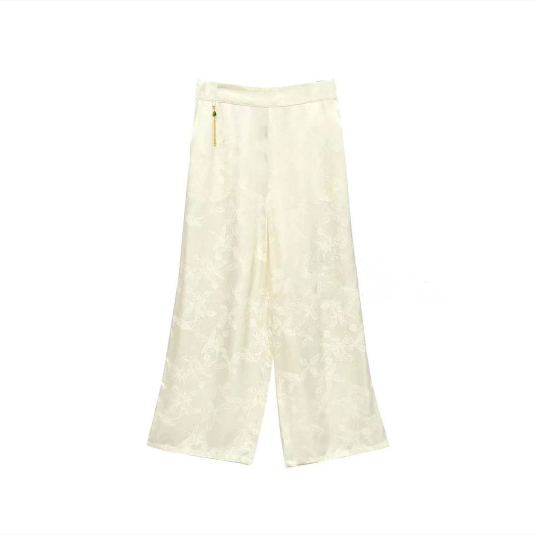 2024秋款高定款时尚休闲百搭提花阔腿裤#1331