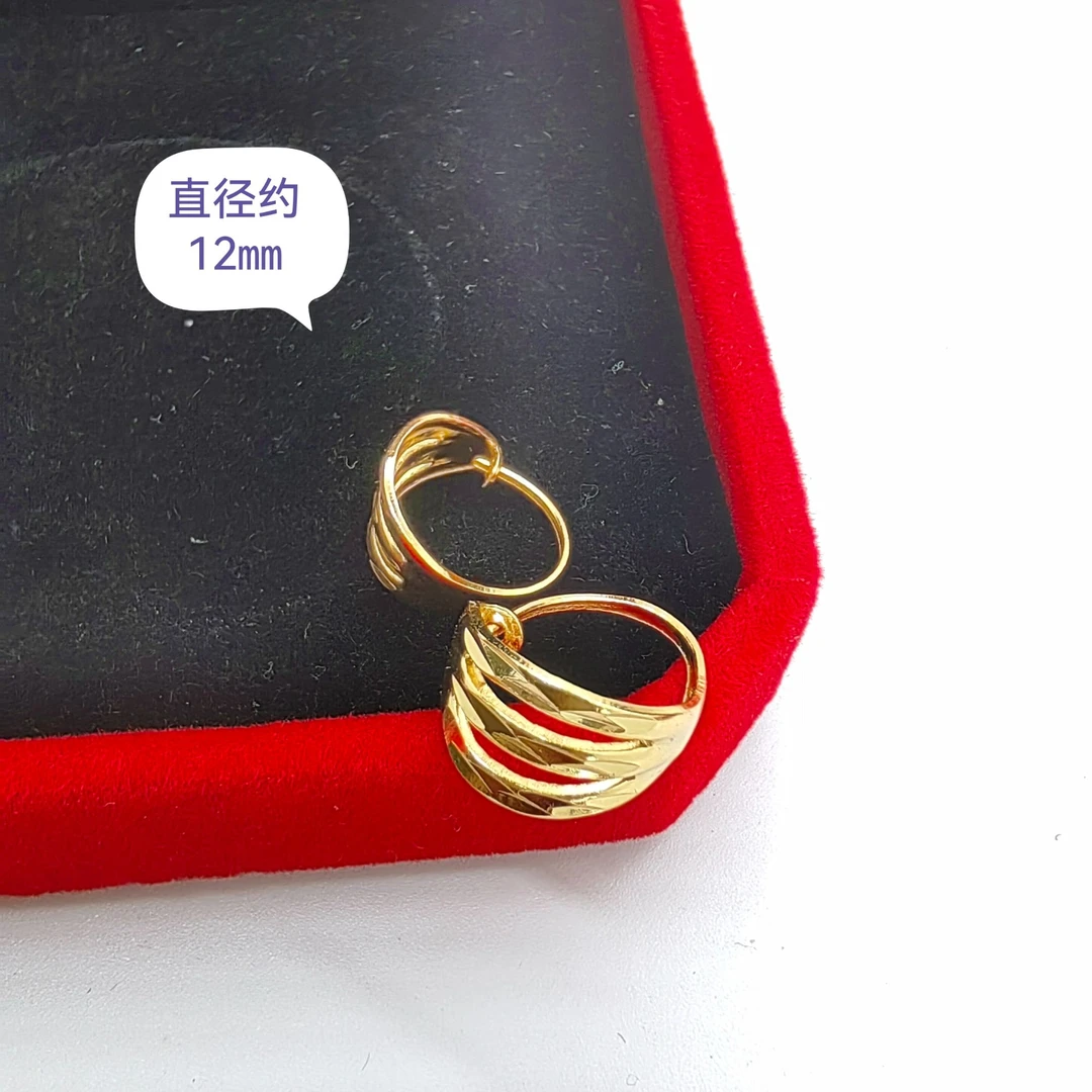 足银耳饰 【黄色三线耳环】一对