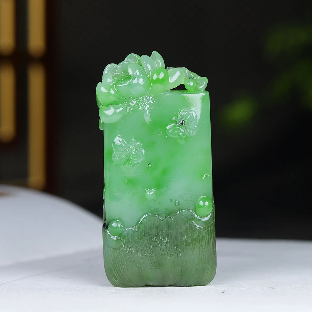 1228144和田玉碧玉荷花