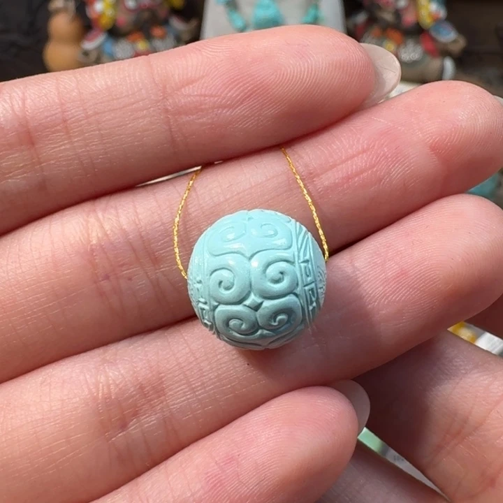 绿松石未镶嵌回纹珠14mm