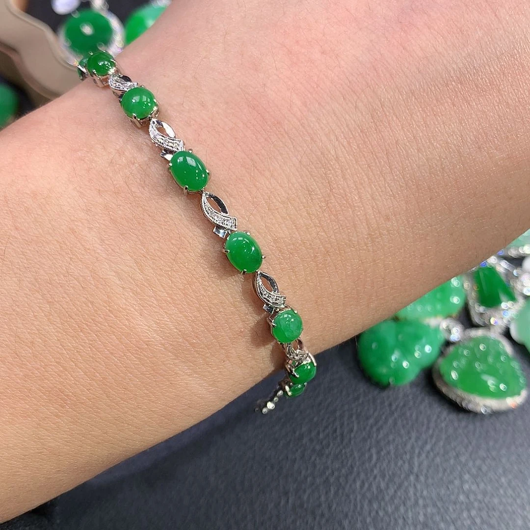 翡翠手链18K金镶嵌手链