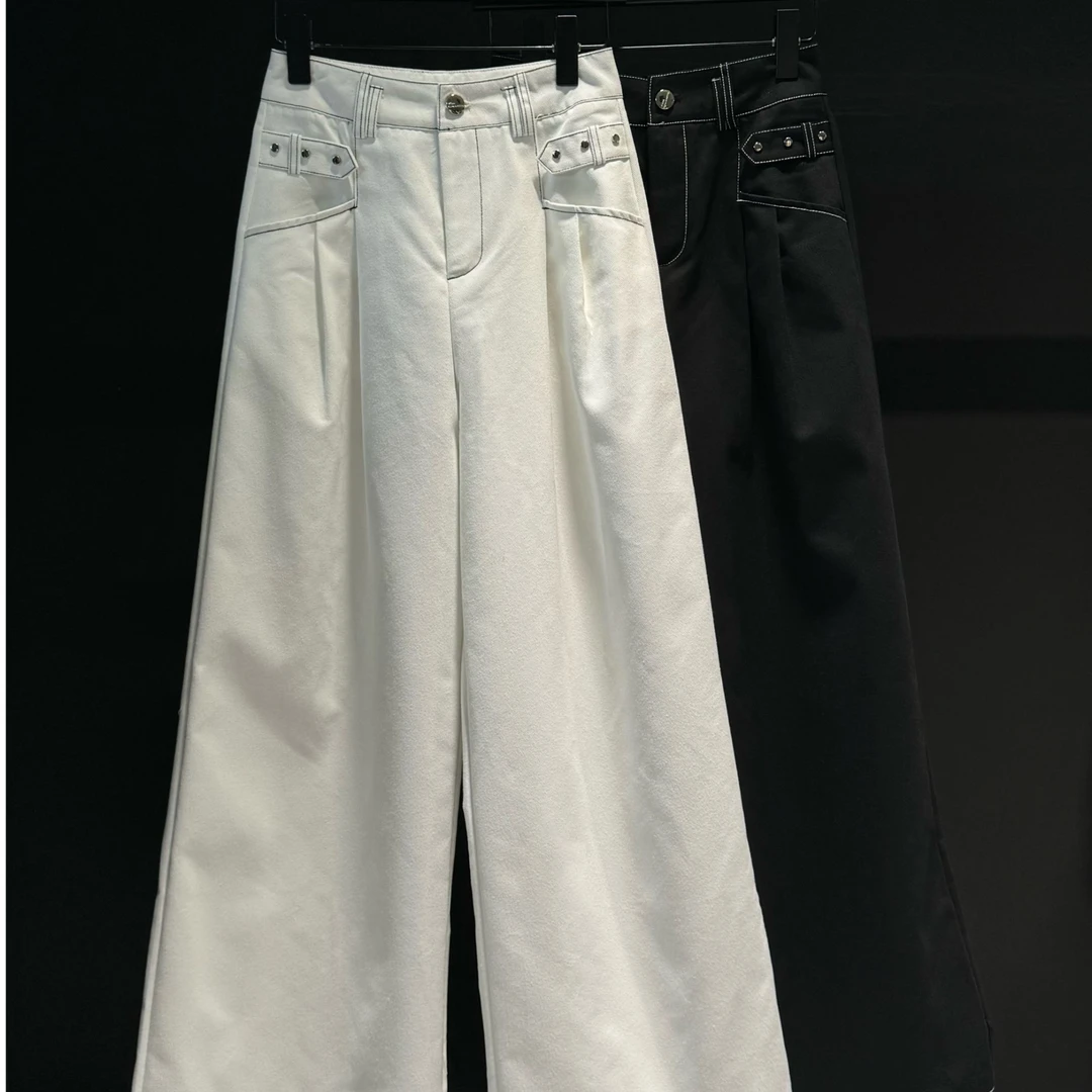 『泷泷璇服饰 』小众设计师款复古黑色休闲设计感百搭显瘦款阔腿裤