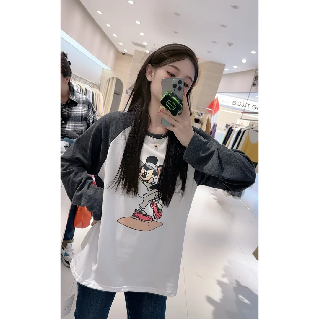 6091拼色袖米奇宽松T