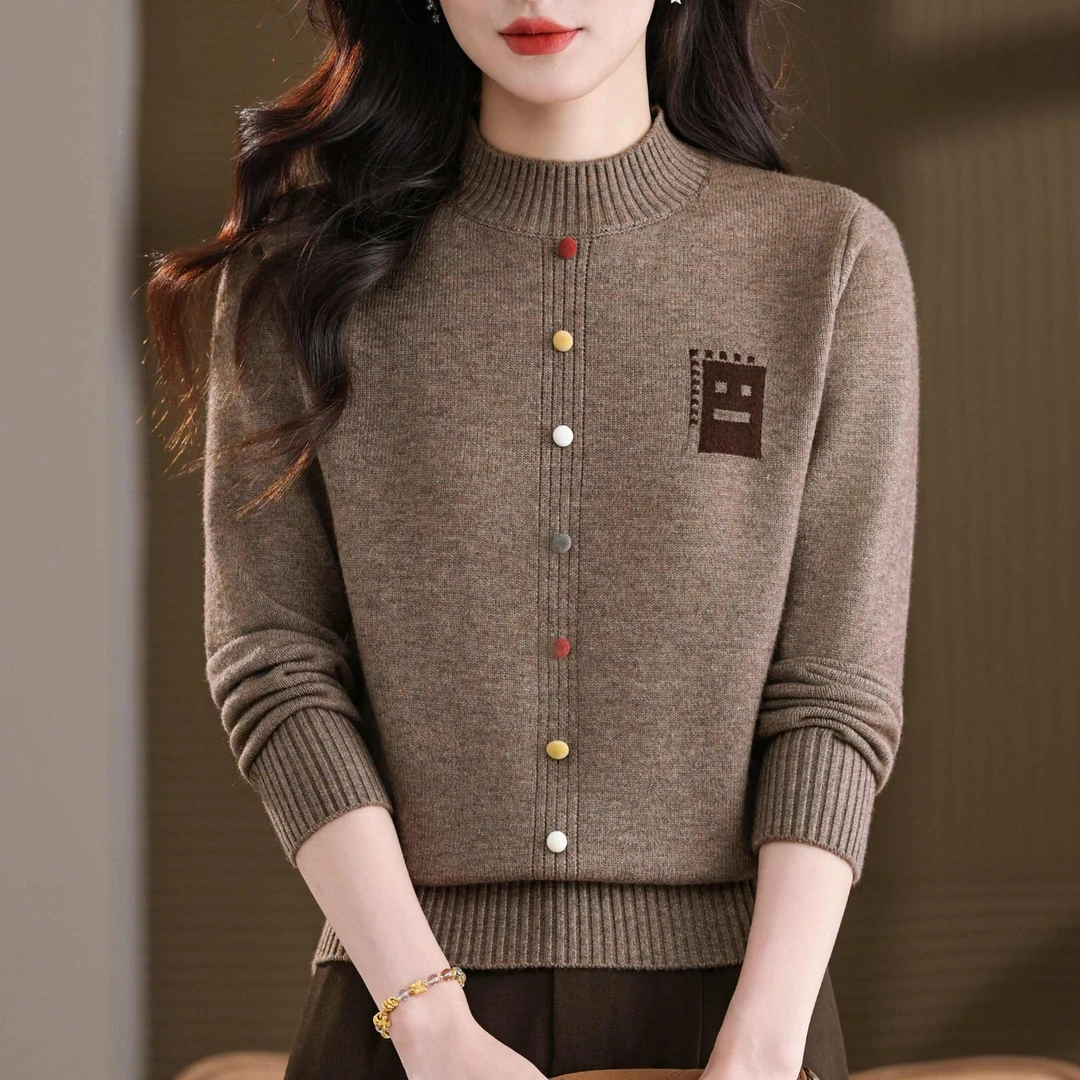 25秋冬季新款毛针织衫针织秋季女拼接高领毛衣宽松秋冬上衣