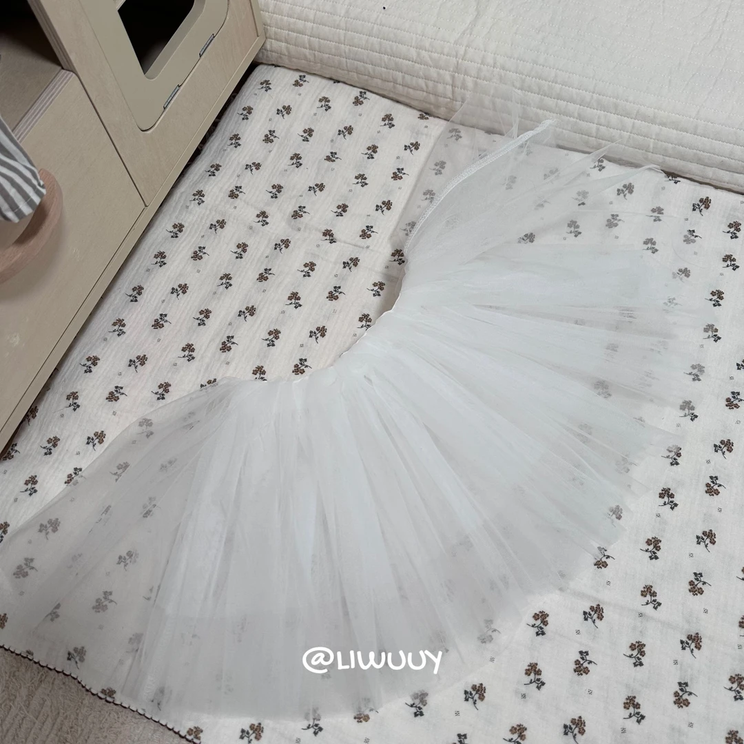 LIWUUY鲤坞蓬蓬裙纱裙蕾丝装饰网纱屁帘罩裙韩版舞蹈裙