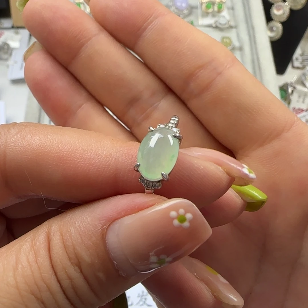 翡翠戒指银S925镶嵌