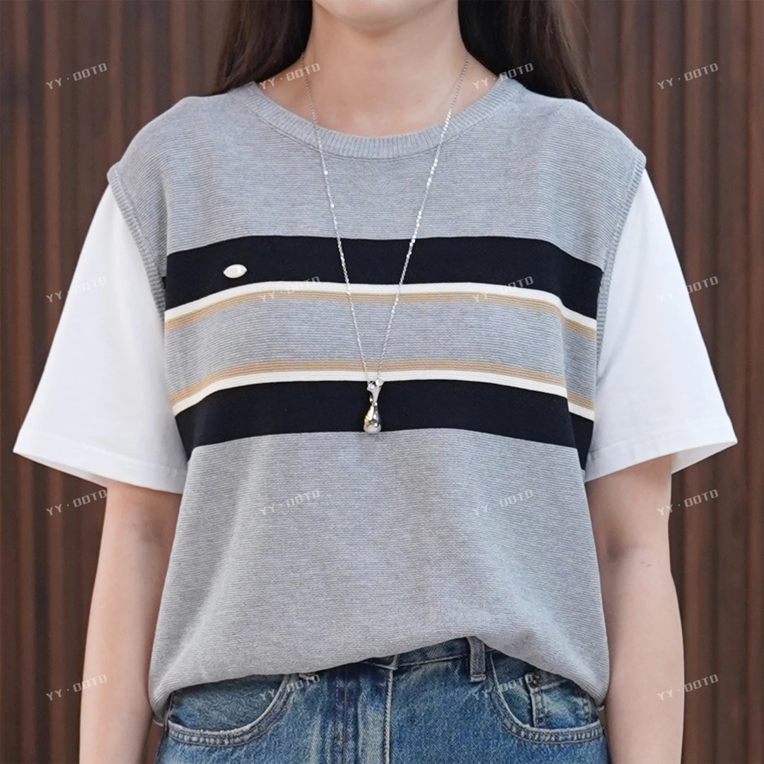【YY OOTD】·老前·2025新款韩系漂亮上衣别致洋气假两件针织衫11744