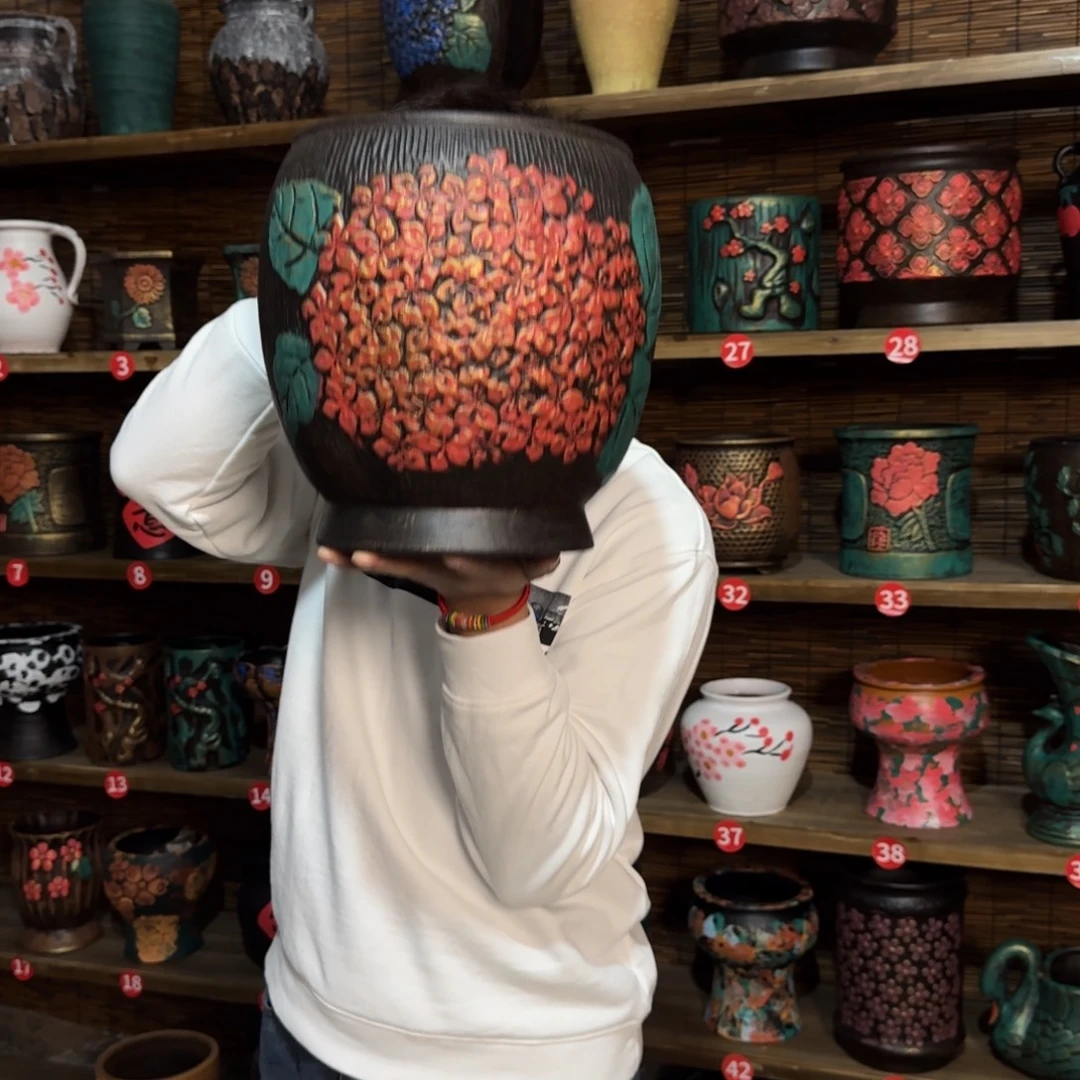 带孔高端浮雕花盆炸炸炸炸