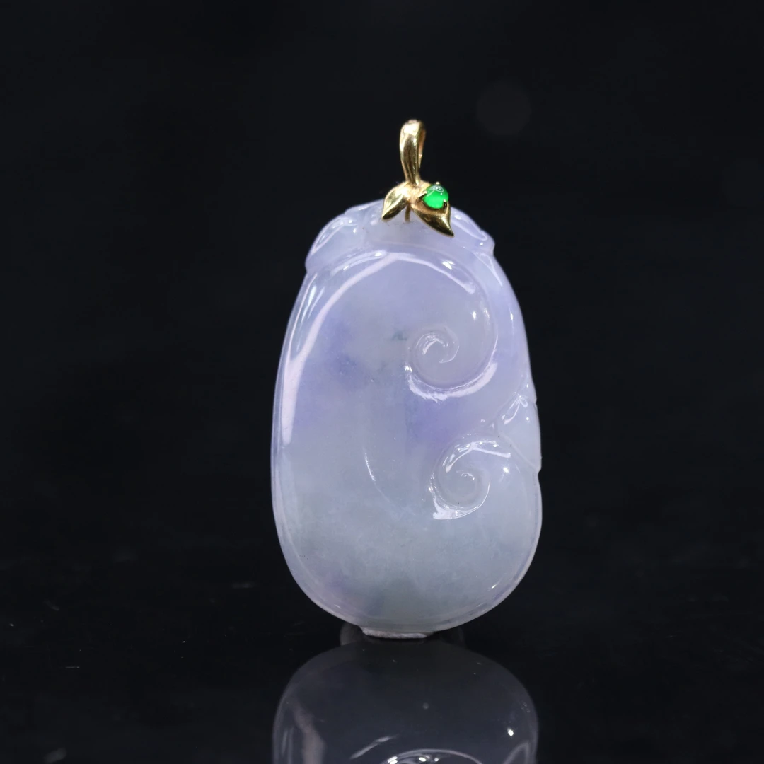 FC47天然缅甸翡翠A货18k紫如意吊坠/400281/保利厦门拍卖