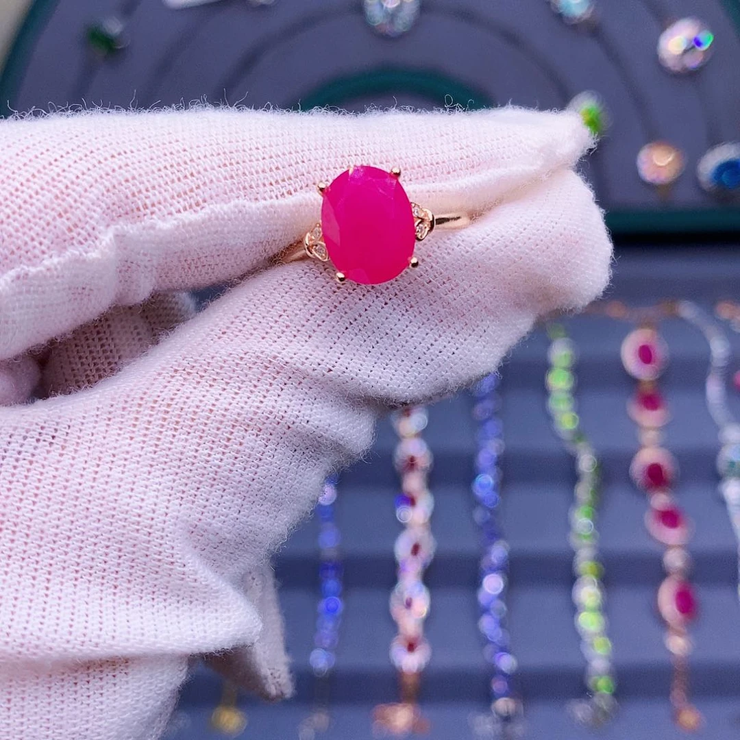 红宝石戒指银S925镶嵌