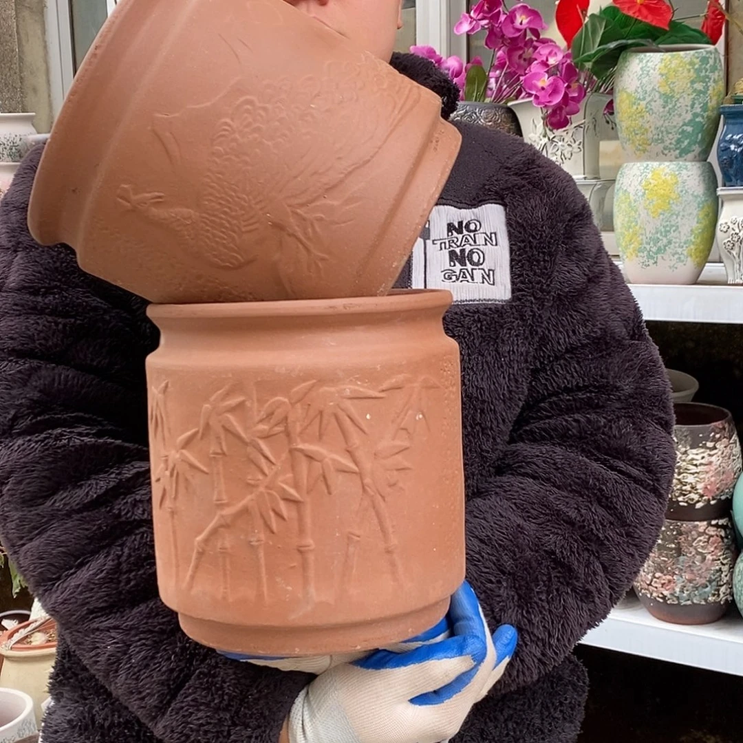 紫砂花盆口20高20处理