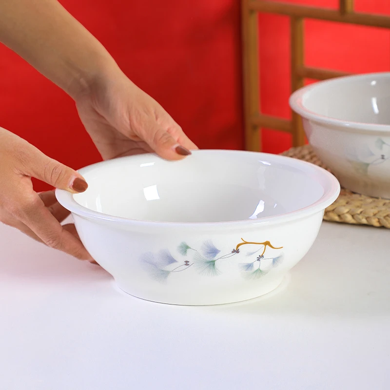 银杏花开8英寸汤古2只家用陶瓷加厚餐具水墨中国元素清新欧式轻奢