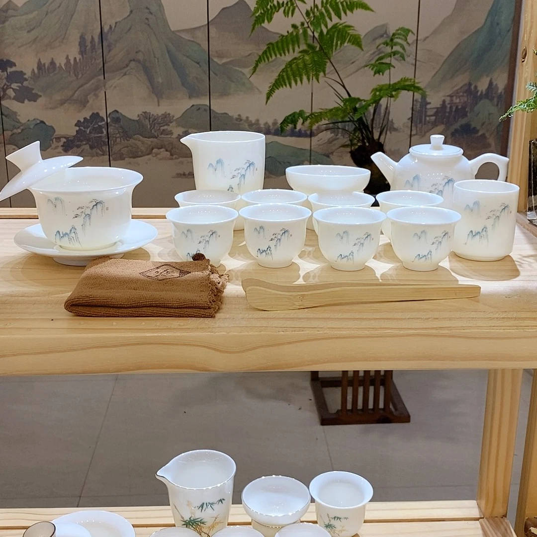 【墨城】羊脂玉瓷高山流水16头