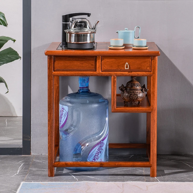 红木家具缅甸花木茶水柜中式带电磁炉茶水车实木泡茶台茶桌茶几
