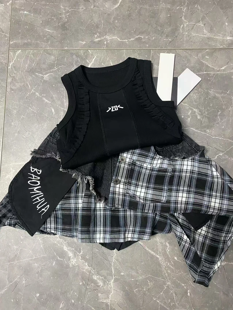 BORAHANKIDS中古世纪拼接半裙2025儿童女孩个性乞丐裙半身裙