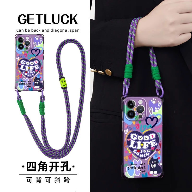 适用于OPPOreno13手机壳k12x斜挎reno9挂绳a72防摔a55/findx8pro