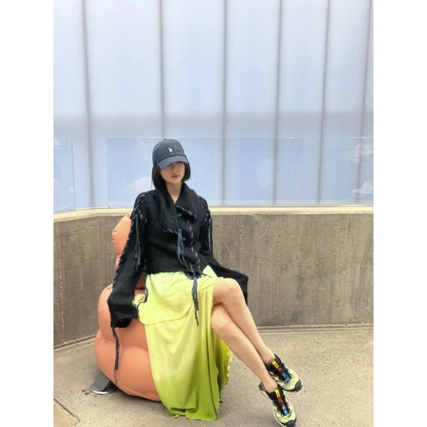 FORNI 古罗马契约全手工流苏露肩上衣流苏粗线针织翻领开衫