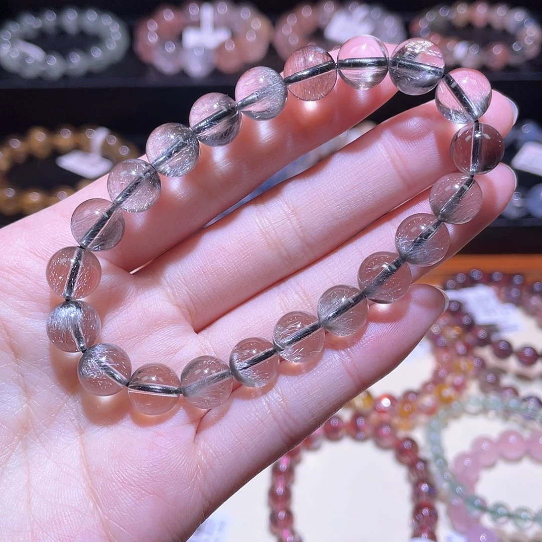 水晶手链未镶嵌黑银泰手链，晶体通透9.2