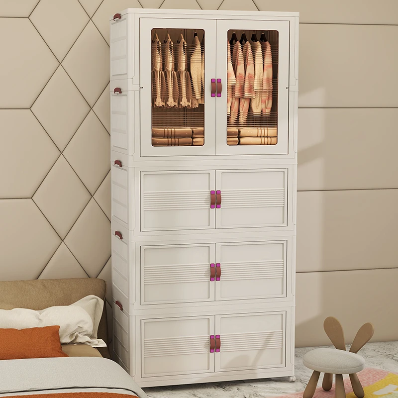 【80面宽大衣柜】双开门免安装可折叠衣柜收纳柜储物箱儿童衣柜