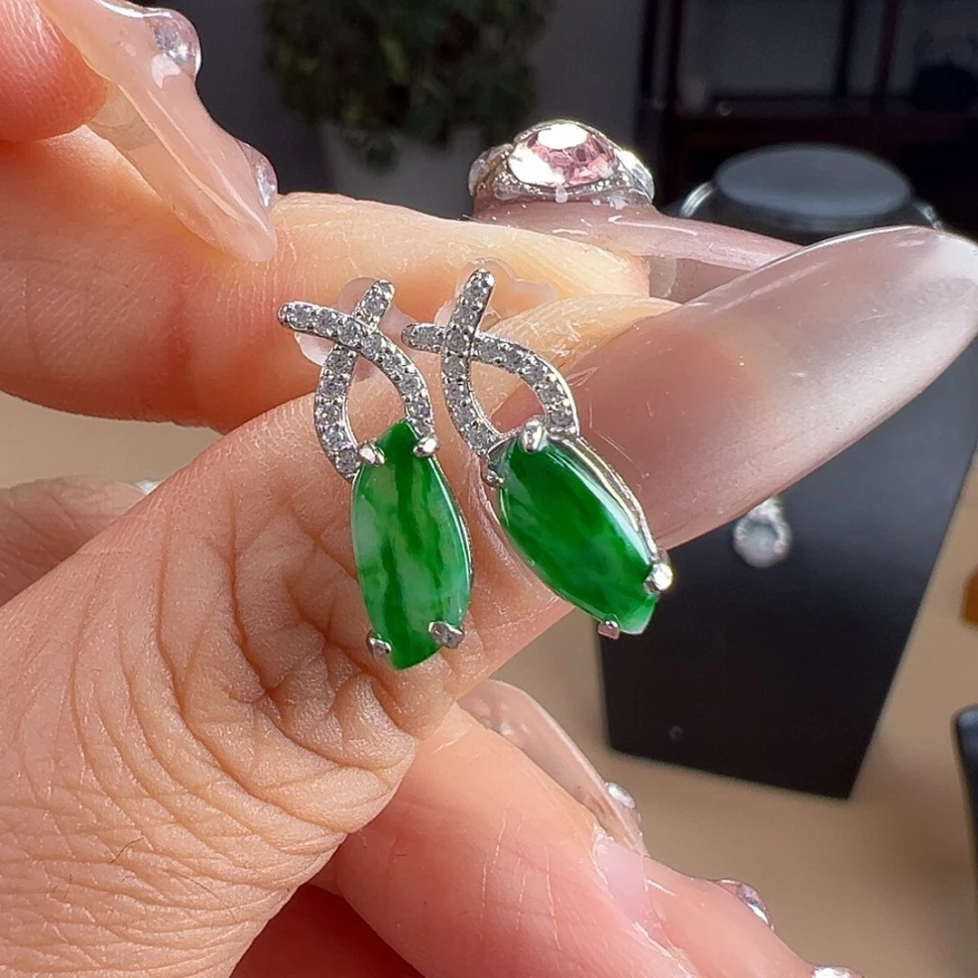 翡翠银S925镶嵌耳饰耳饰25