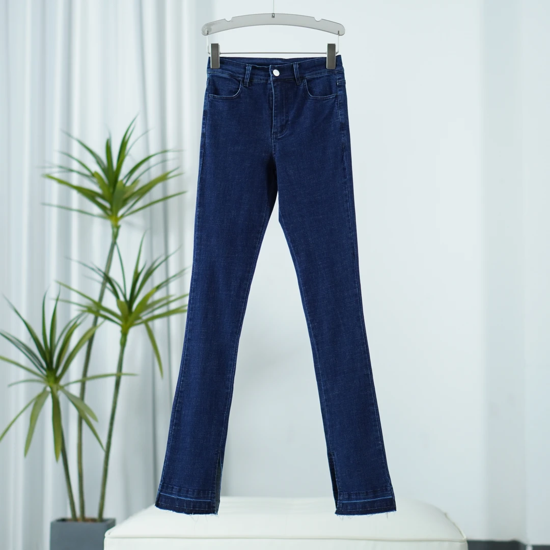 尚系列  Y306 女装秋修身开叉直筒裤牛仔裤蓝色FW10Y34